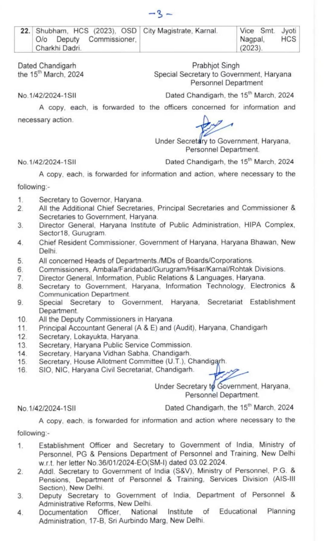 IAS and HCS transfer list : हरियाणा में 22 IAS और HCS अधिकारियों के तबादले, देखें पूरी लिस्ट