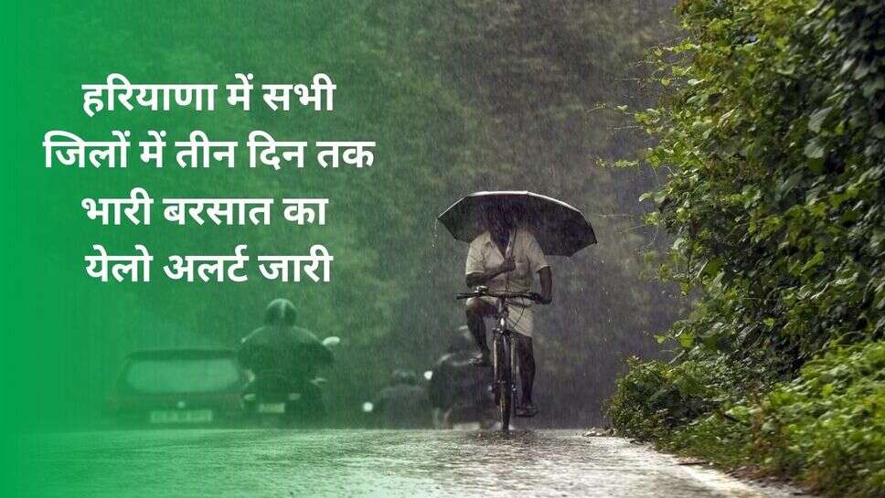 Haryana Rain Yellow Alert : हरियाणा में सभी जिलों में तीन दिन तक भारी बरसात का येलो अलर्ट जारी