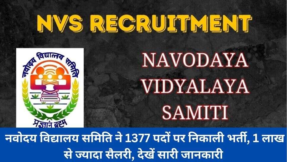 NVS Vacancies : नवोदय विद्यालय समिति ने 1377 पदों पर निकाली भर्ती, 1 लाख से ज्यादा सैलरी, देखें सारी जानकारी