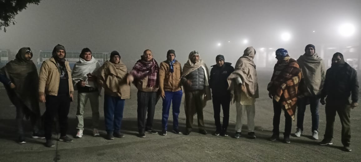 Roadways buses blocked: Roadways employees protesting at Jind bus stand