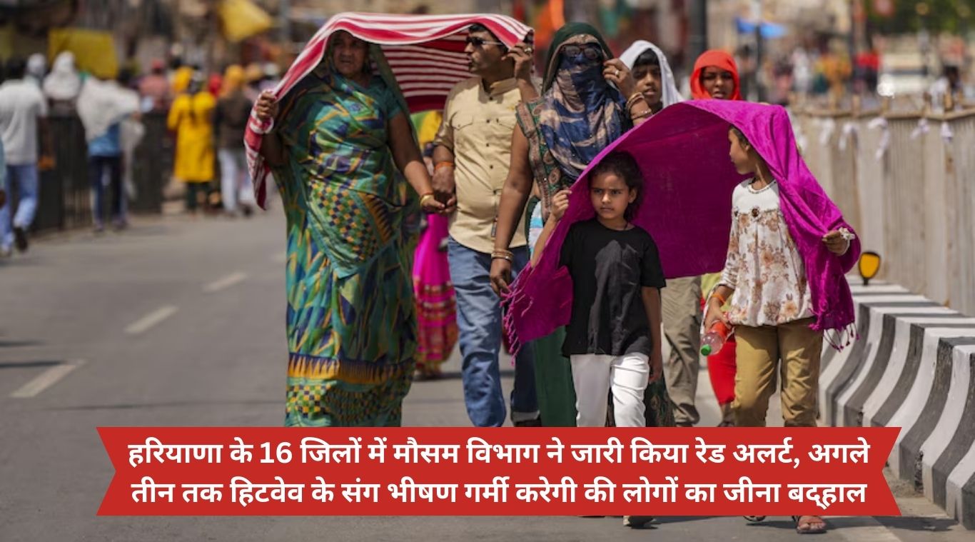 Meteorological Department has issued red alert in 16 districts of Haryana, severe heat with heatwave will make people's life miserable for the next three days.